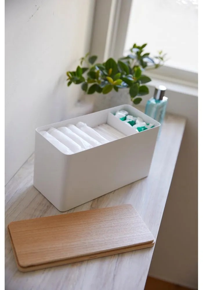Organizer bianco con coperchio in compensato Yamazaki Rin - YAMAZAKI