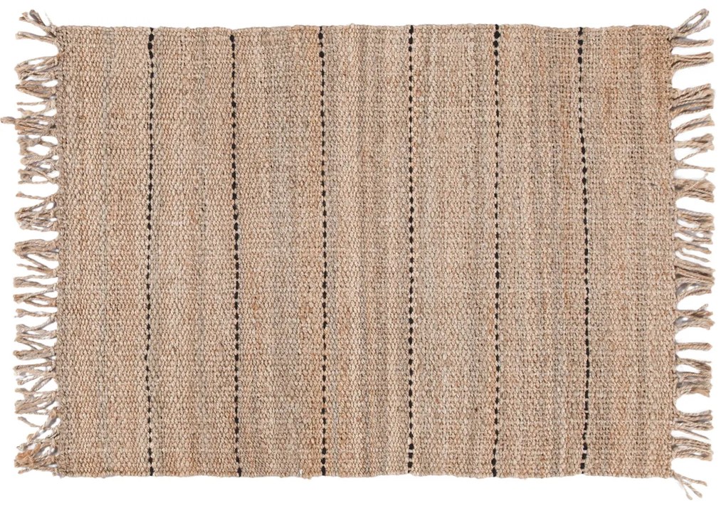 Tappeto beige in juta con frange 170x120 cm Maya