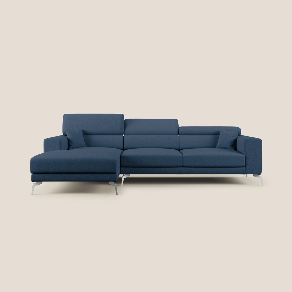 Blade Divano moderno angolare con poggiatesta reclinabili in tessuto impermeabile simil-cotone T13