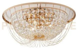 Plafoniera vienna oro 4 luci attacco e14 45x22cm in cristallo k9