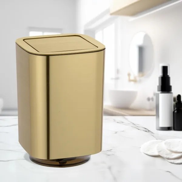 WENKO 24163100 - Pattumiera AURON 17x25,5 cm dorata