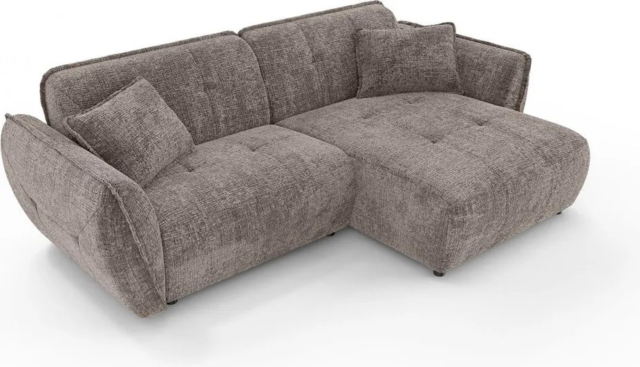 Divano angolare grigio tortora (con penisola a destra/con chaise lounge) con rivestimento in ciniglia Nelia – Ropez