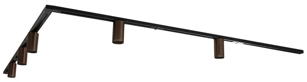 Sistema di illuminazione a binario moderno con 5 faretti bronzo scuro monofase GU10 50 mm - Iconic Ruby