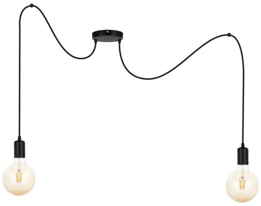 Lampadario a sospensione con filo MIROS 2xE27/60W/230V ragno nero