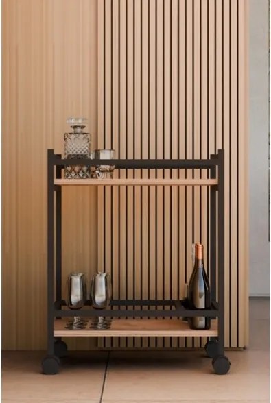 Carrello Portavivande Stile Industrial 60x34x76 Will Rovere