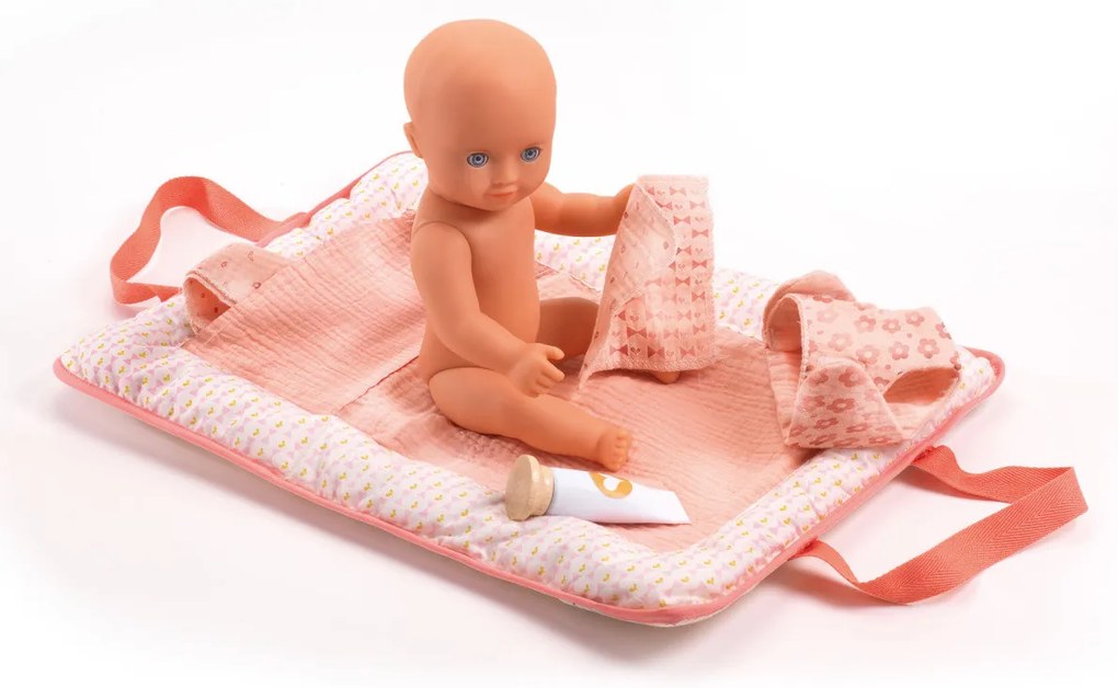 Baby Pomea - borsa fasciatoio per bambole - rosa con uccello