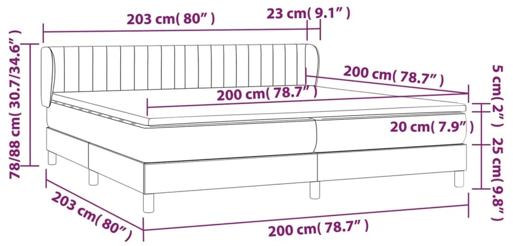 Giroletto a Molle con Materasso Blu 200x200 cm in Tessuto