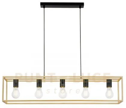 Lampadario a sospensione kimera nera e oro satinato 5 luci attacco ...