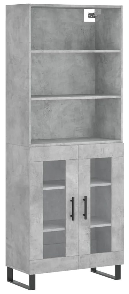 Credenza grigio cemento 69,5x34x180 cm in legno multistrato