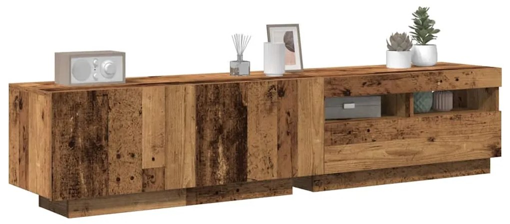Mobile Porta Tv Con Led Legno Antico 180x35x40 Cm Truciolato /