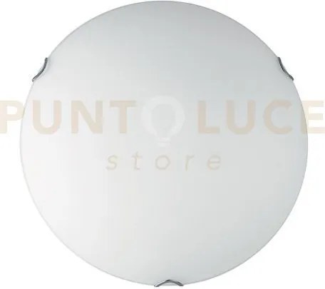 Plafoniera oblo bianca 2 luci attacco e27 30x30x9,4cm in vetro