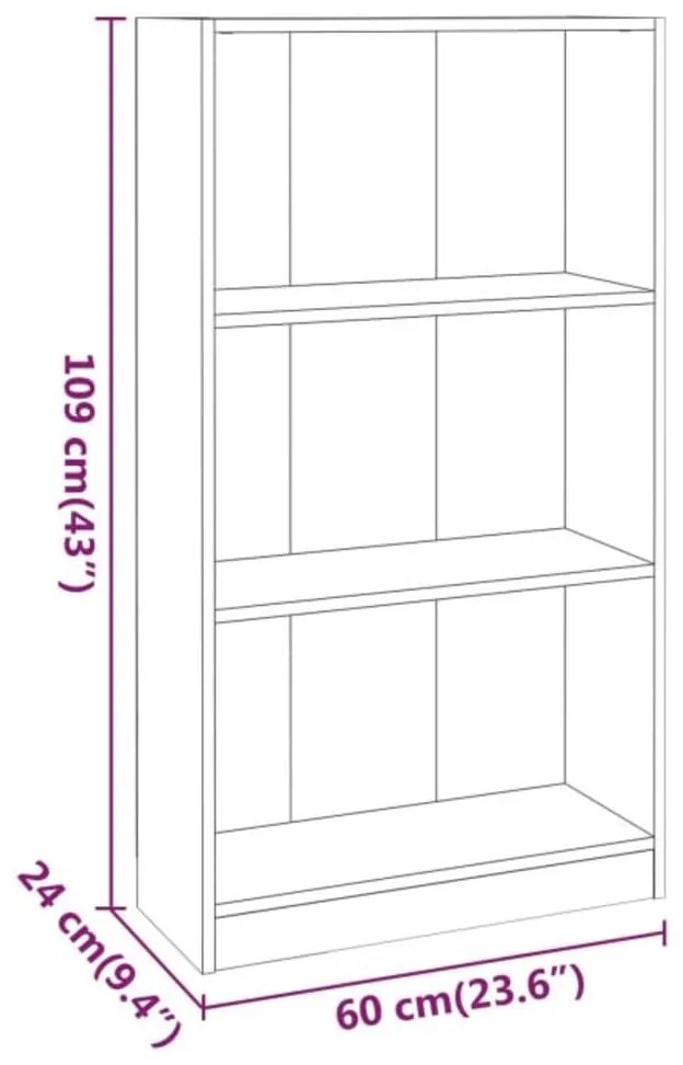 Libreria Grigio Sonoma 60x24x109 cm in Legno Ingegnerizzato