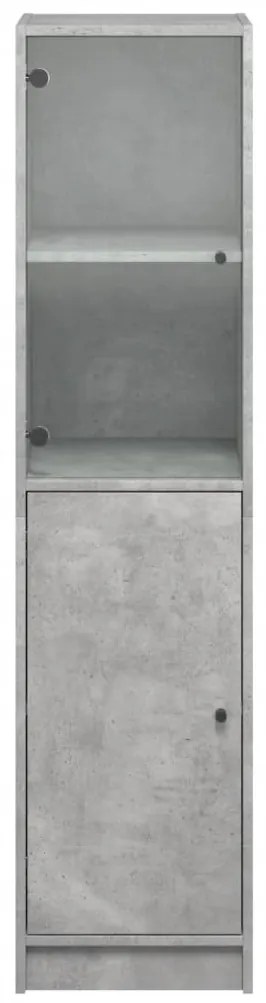 Credenza con Anta in Vetro Grigio Cemento 35x37x142 cm