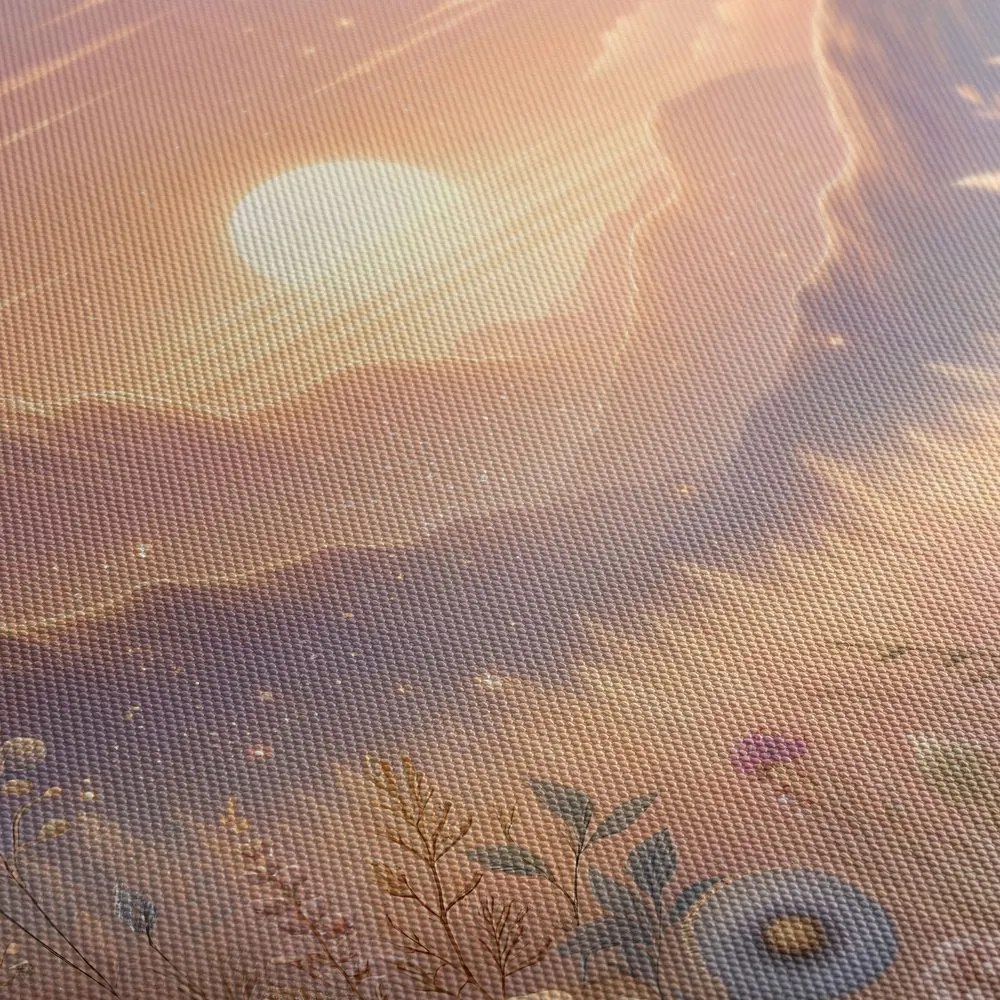 Quadro su tela – Tramonto romantico con prato