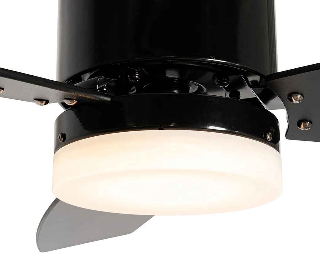 Ventilatore da soffitto per esterni nero 91,3 cm con LED dimmerabile con telecomando IP44 - Toledo