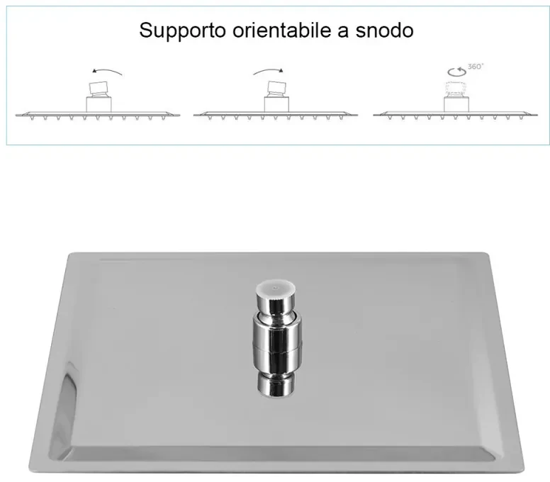 Soffione Doccia slim quadrato 25x25 cm in acciaio cromato