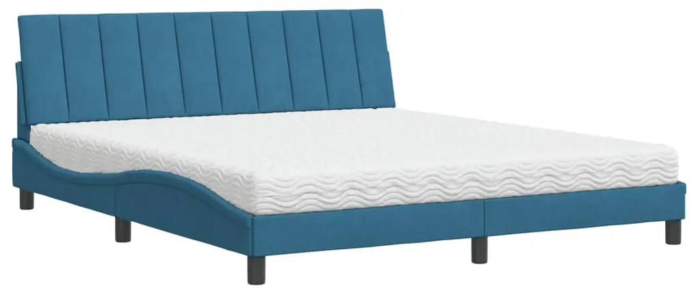Letto con materasso blu 180x200 cm in velluto