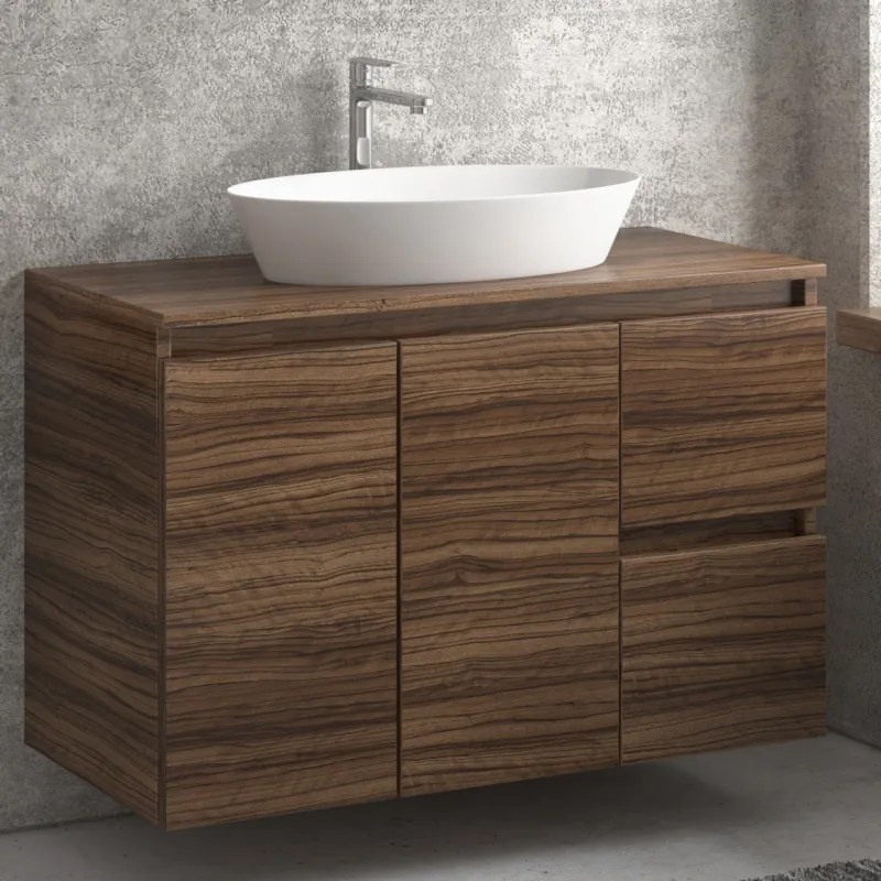 Mobile bagno 100cm sospeso con due cassetti e due ante TOD-100PS - KAMALU