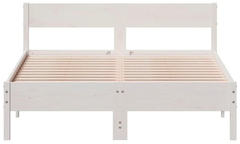 Giroletto con testiera bianco 140x190 cm in legno massello pino