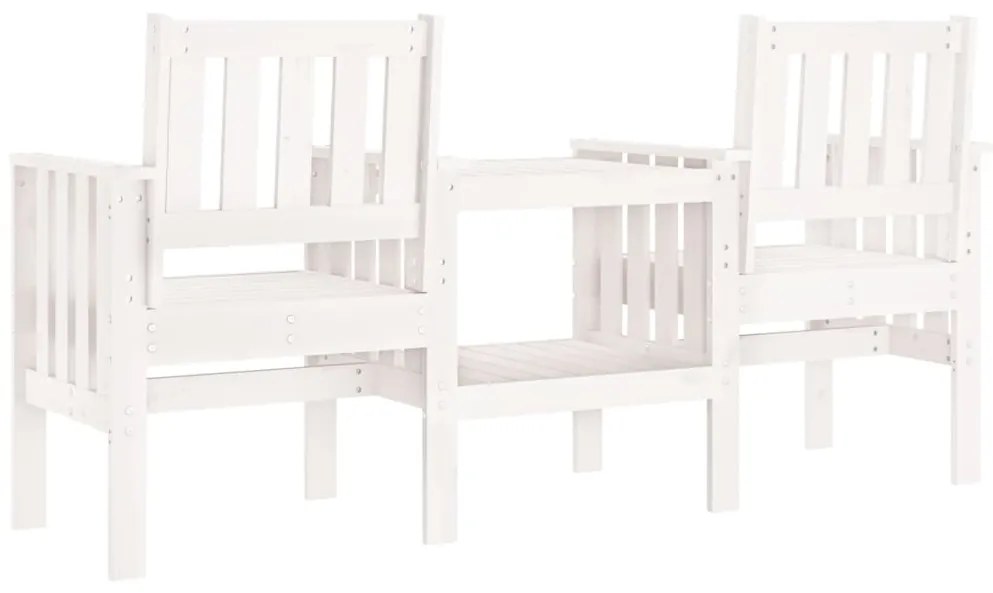 Panca giardino con tavolino 2 posti bianco legno massello pino