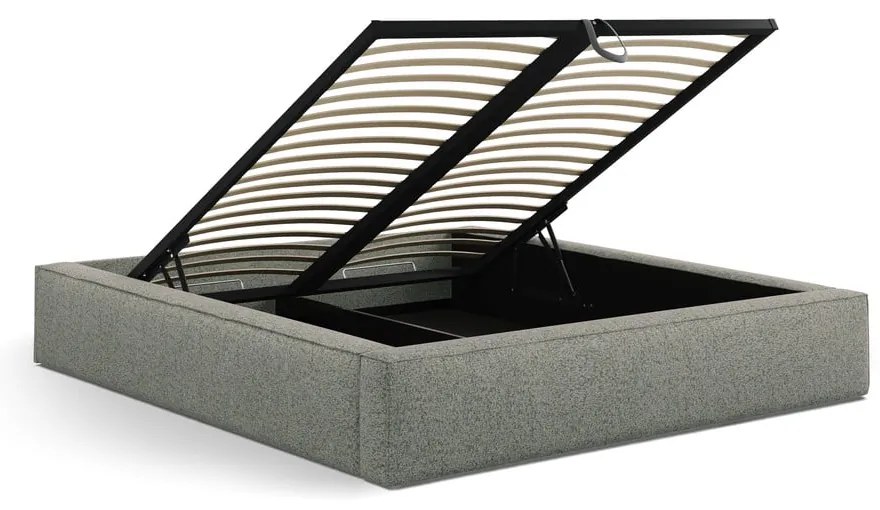 Letto matrimoniale imbottito verde con contenitore con rete inclusa 140x200 cm Simon Olivia – Micadoni