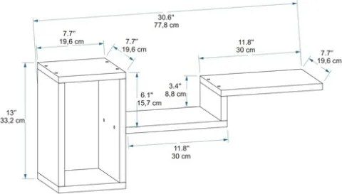 Mensola Sospesa Design Moderno 78x20x33 Berry Rovere