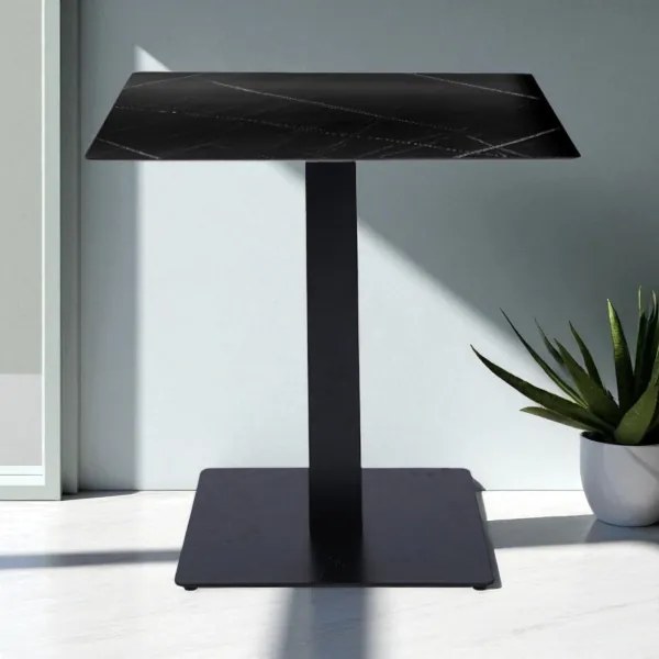 Tavolo pub ristorante bar 70x70 cm Top esterno HPL effetto Marmo NERO H 74