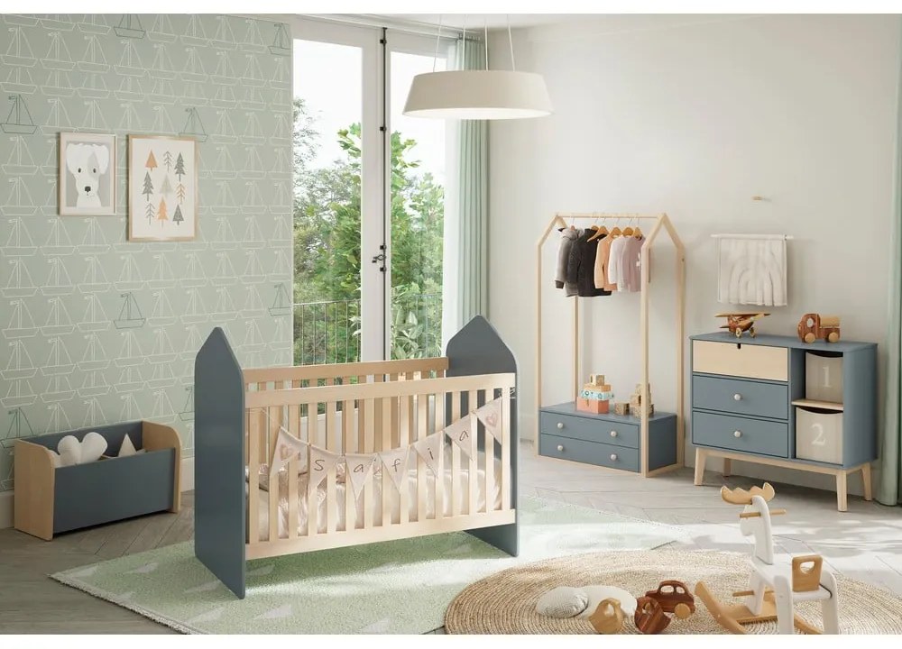 Armadio per bambini verde polveroso a giorno 80x170x40 cm Esteban – Marckeric