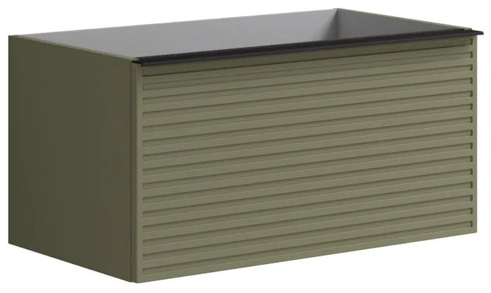 Mobile da bagno sospeso sotto lavabo L 80 x H 40 x P 45.5 cm verde salvia opaco, 2 cassetti Pixel