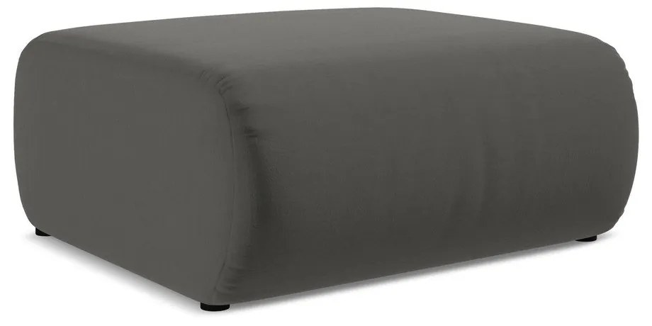 Poggiapiedi grigio con rivestimento in velluto Ekahi – Makamii