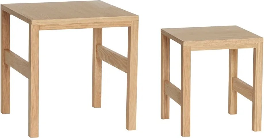 Set di 2 tavolini in rovere naturale 40x40 cm Puzzle - Hübsch