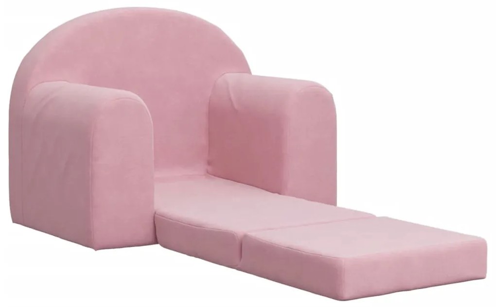 Divano letto per bambini rosa in morbido peluche