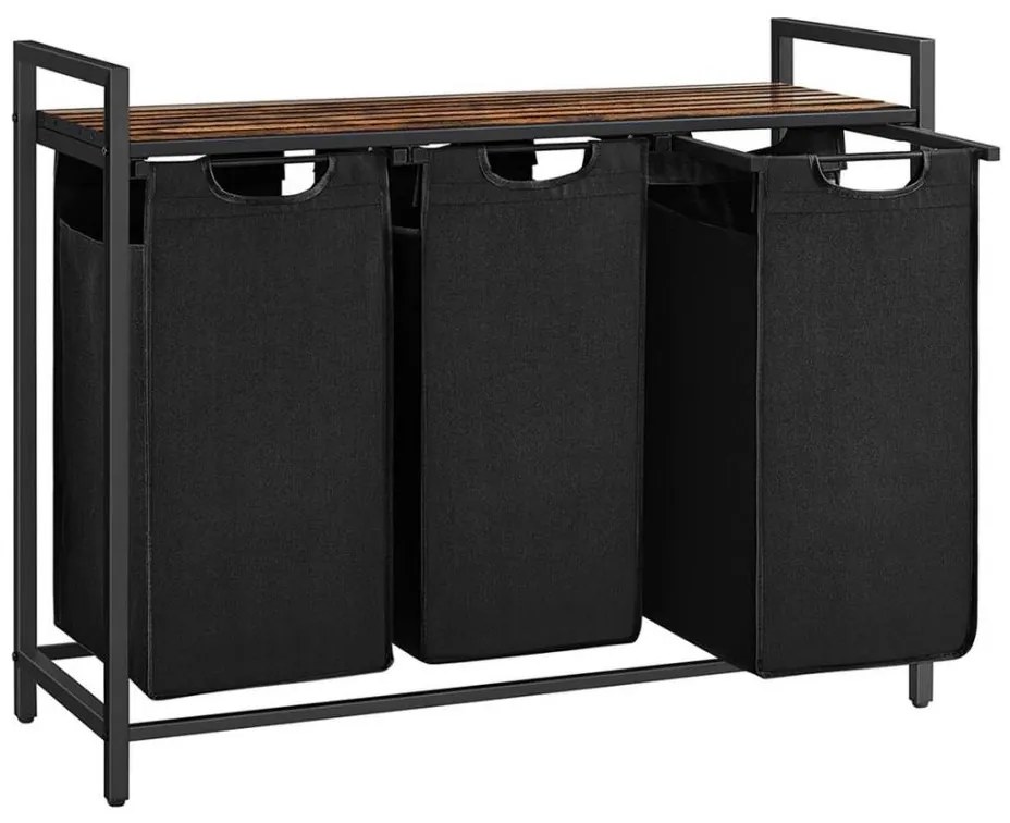 Cesto per biancheria REX marrone/nero