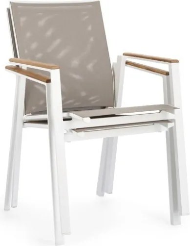 Sedia Da Esterno In Alluminio E Textilene Con Braccioli Cameron Bianco Bizzotto