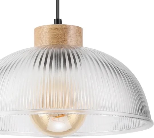 Lampada a sospensione su cavo PIA 1xE27/60W/230V Ø 30 cm rovere