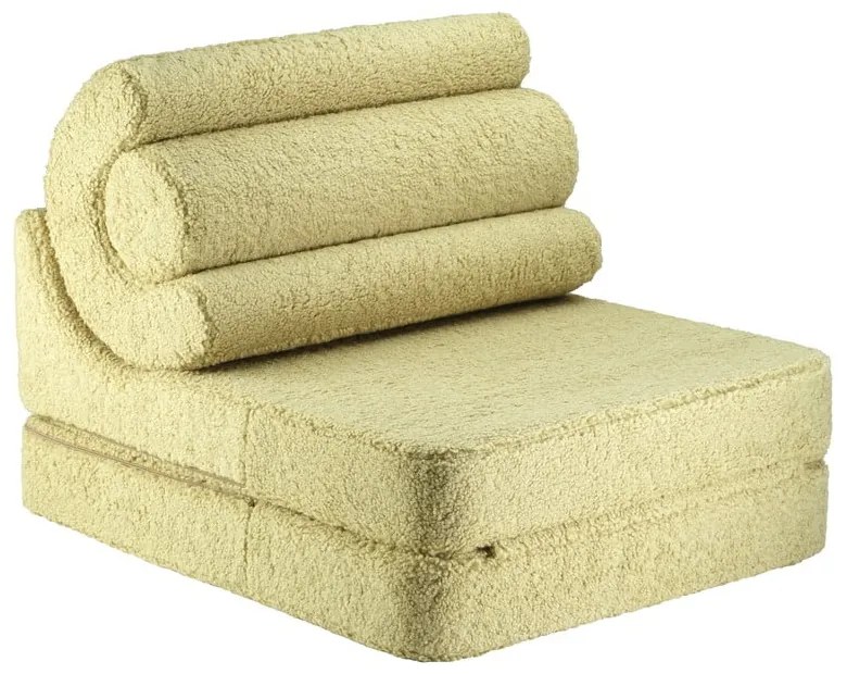 Poltrona per bambini verde con rivestimento in bouclé Flipster – Wigiwama