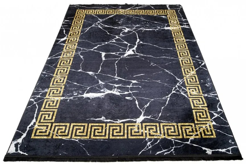 Tappeto di tendenza nero con motivo geometrico oro Larghezza: 80 cm | Lunghezza: 150 cm