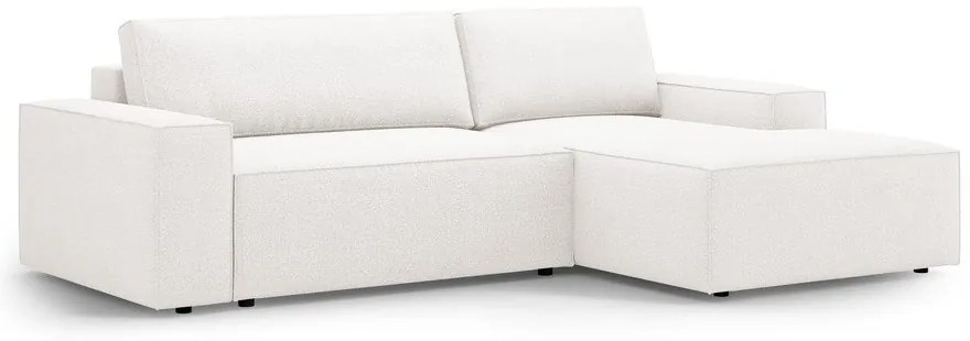 Divano letto angolare bianco in tessuto bouclé (angolo destro) Jodie - Micadoni Home