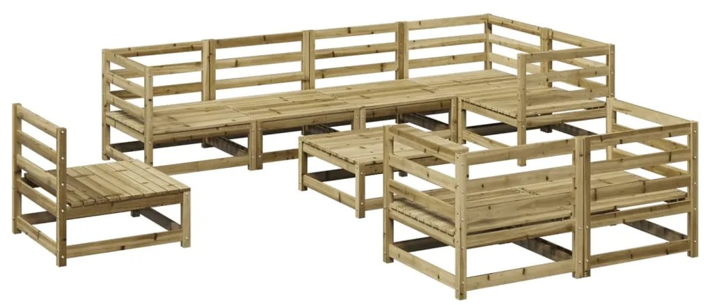 Set divani da giardino 9 pz in legno impregnato di pino