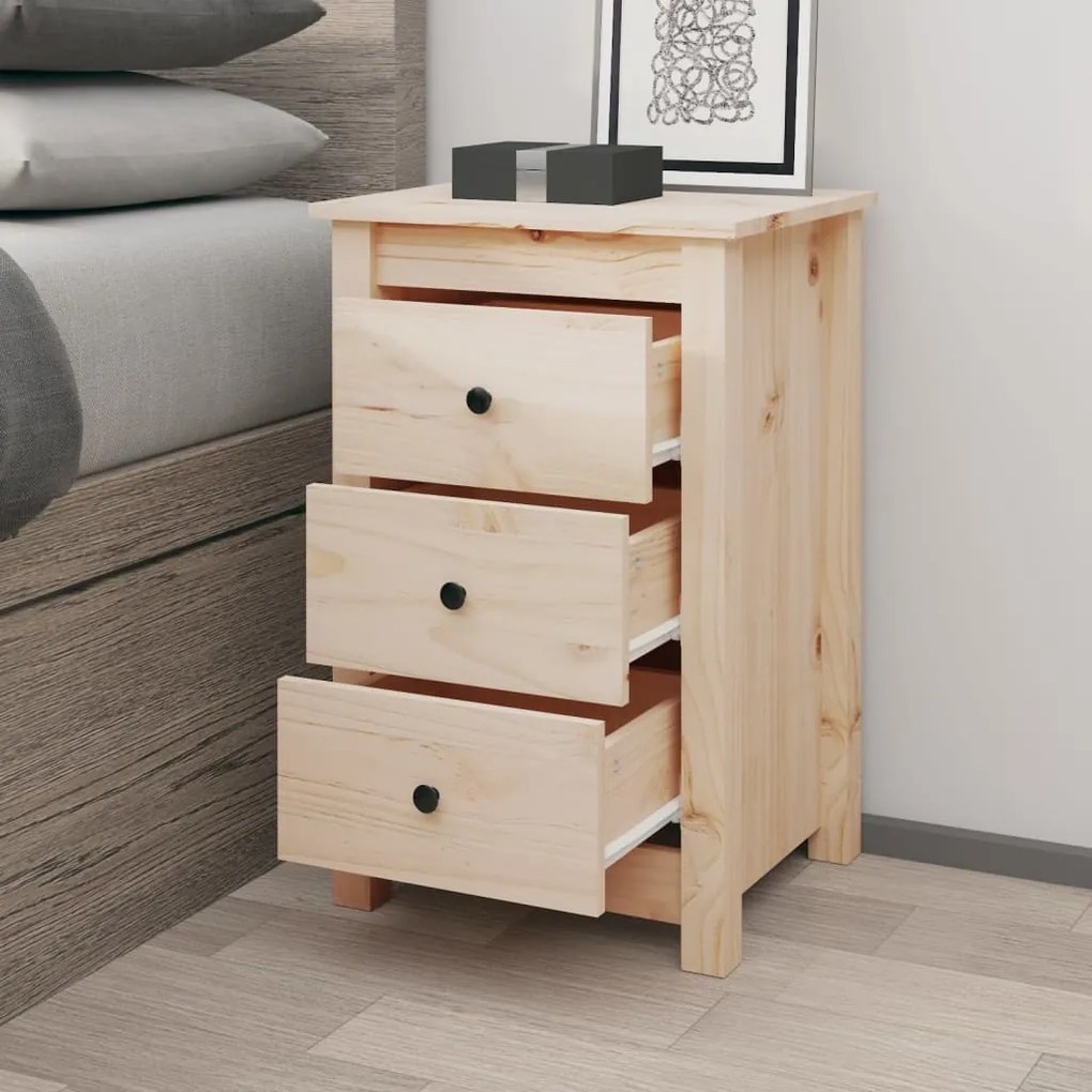 Comodino 40x35x61,5 Cm İn Legno Massello Di Pino /