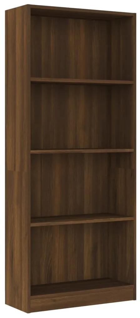 Libreria 4 ripiani rovere marrone 60x24x142cm legno multistrato