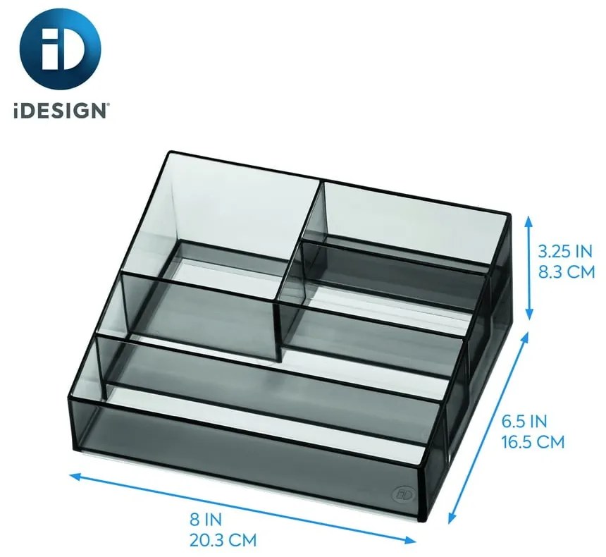 Organizzatore da bagno nero opaco per cosmetici in plastica riciclata Nail Station - iDesign