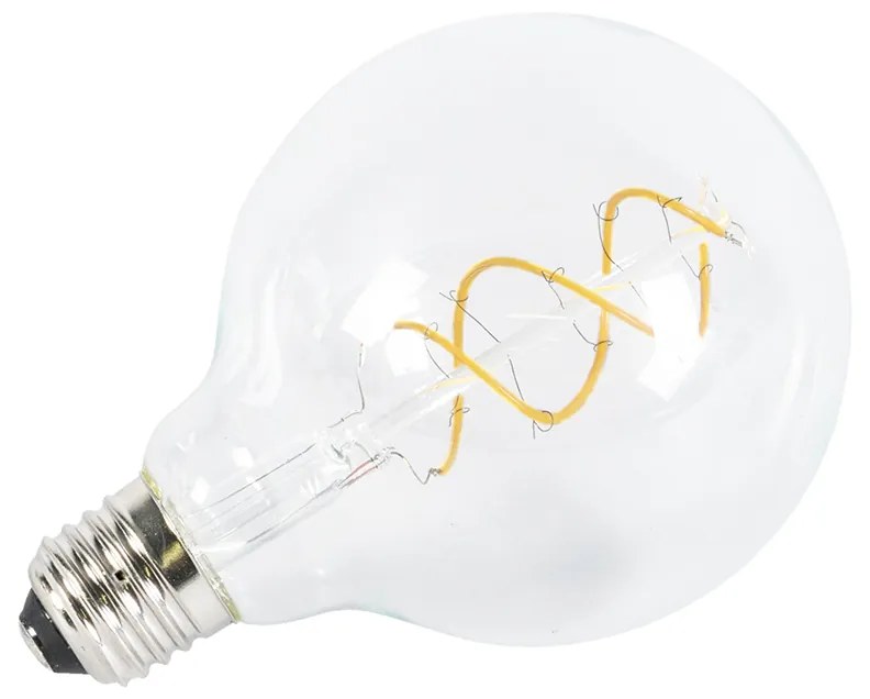 Set di 3 lampadine LED a filamento attorcigliato E27 G95 trasparente 5W 400lm 2200K