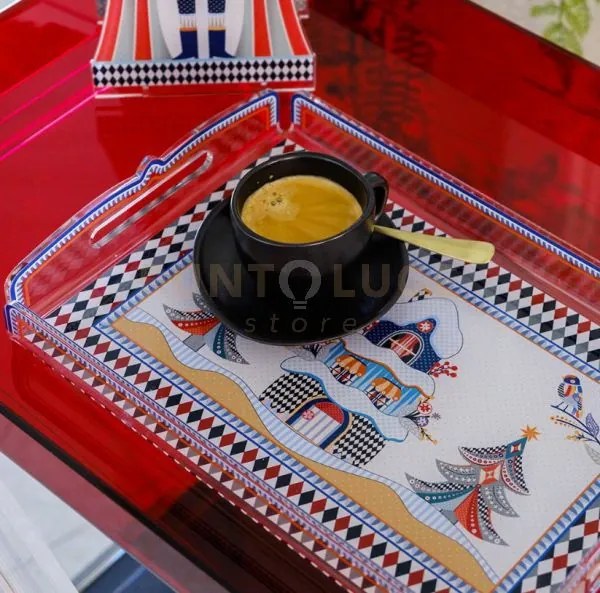 Vassoio piccolo casetta natalizia in cristallo acrilico