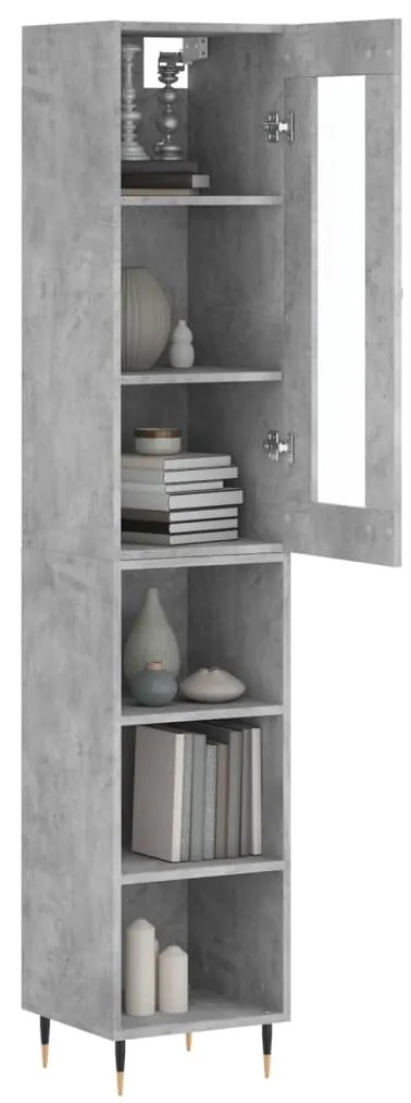 Credenza grigio cemento 34,5x34x180 cm in legno multistrato