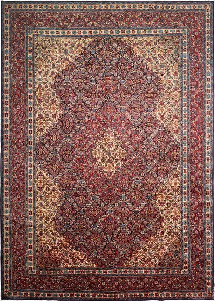Sarouk Tappeto 350x250 Blu (Iran) Annodato A Mano