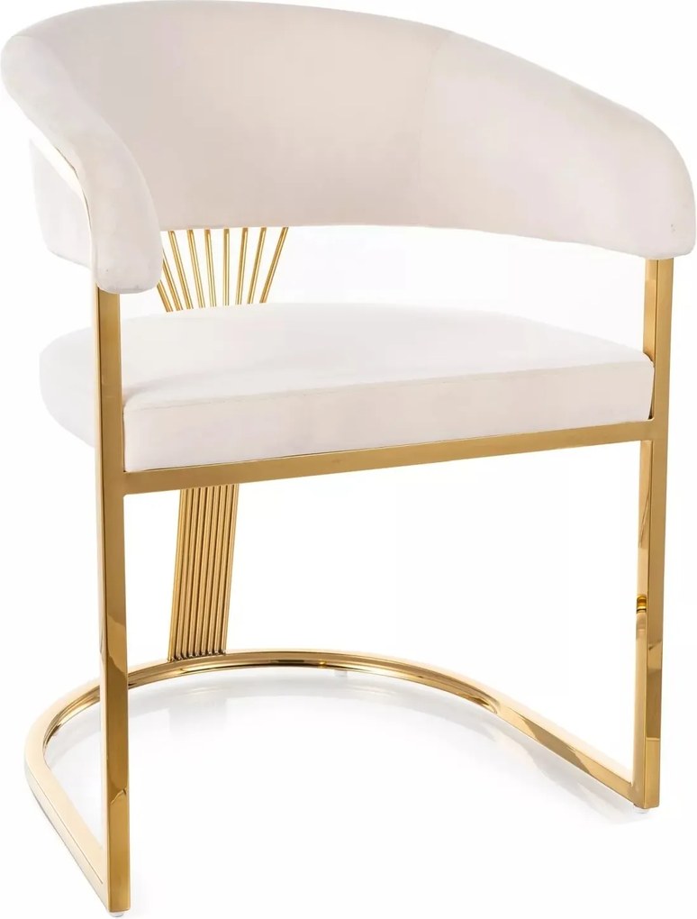 Sedia Crown Velvet in velluto beige chiaro Bluvel 30 con struttura in acciaio inox dorato – 57x77 cm