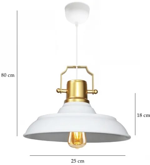 Lampadario a cavo AYD 1xE27/40W/230V bianco/oro