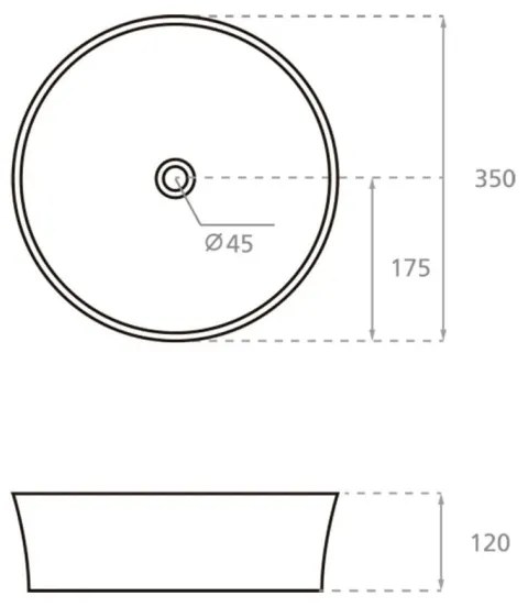 Bathco 4086 - Lavabo da appoggio VOLTA Ø 35 cm porcellana/bianco