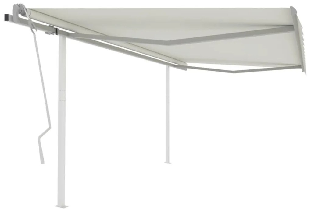 Tenda Da Sole Retrattile Manuale Con Pali 4,5x3 M Crema /